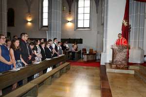 Firmung 2019 in Haag Begrüßungsworte von Pfarrer Nikolaus Vidović.