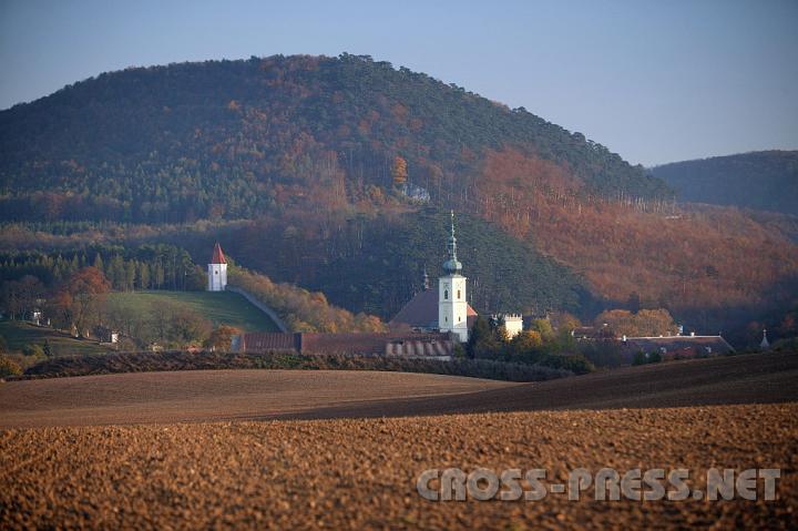 2008.10.20_17.07.31.JPG - Oben der herbstliche Wienerwald, unten die frischgepflgten Felder.